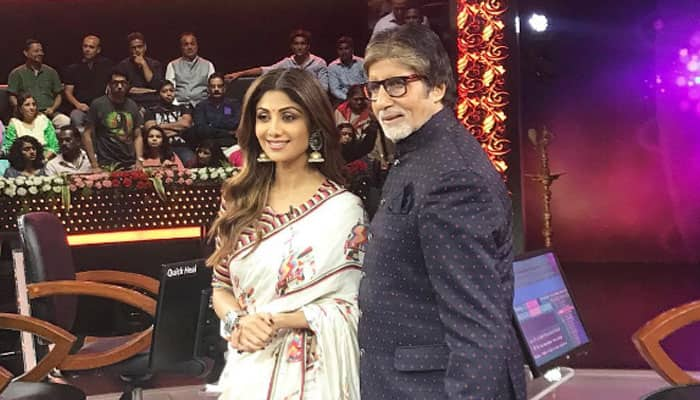 Shilpa Shetty shoots for KBC with Amitabh Bachchan! Pics