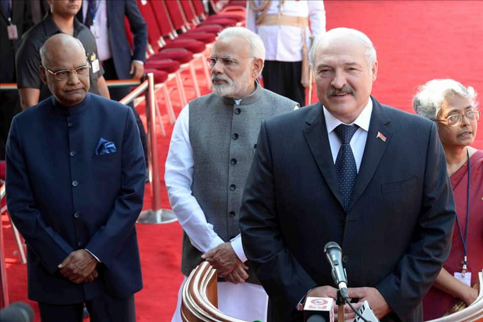 Alexander Lukashenko, President of the Republic of Belarus addressing the media