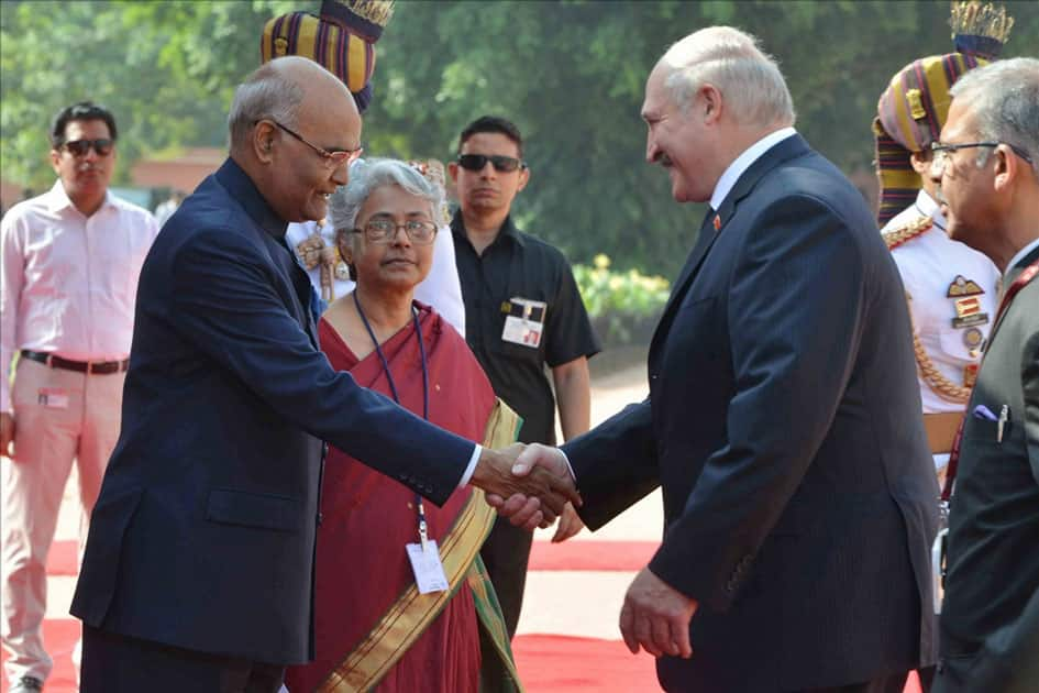 President Ram Nath Kovind receives Alexander Lukashenko, President of the Republic of Belarus during his ceremonial reception