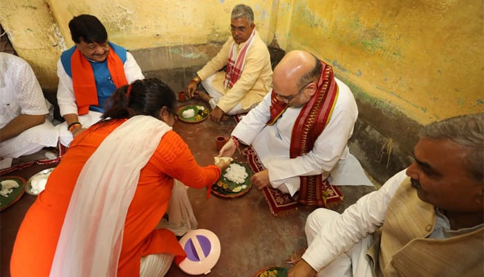 Amit Shah has lunch at BJP worker&#039;s house in Kolkata