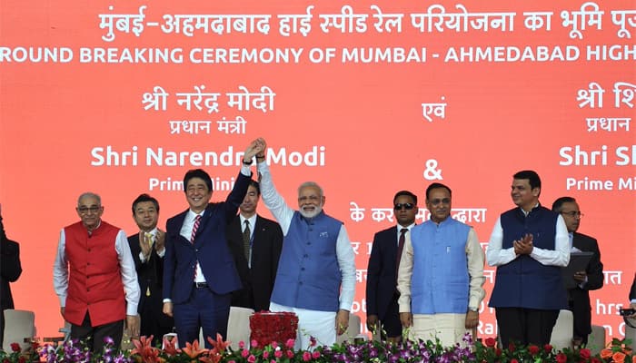 Ahmedabad-Mumbai bullet train project launched; Japan PM Shinzo Abe backs Narendra Modi&#039;s idea of &#039;New India&#039;