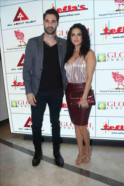 Actress Sunny Leone along with her husband Daniel Weber during the 