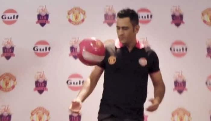 Watch: MS Dhoni shows off football skills with &#039;wrong shoes&#039;