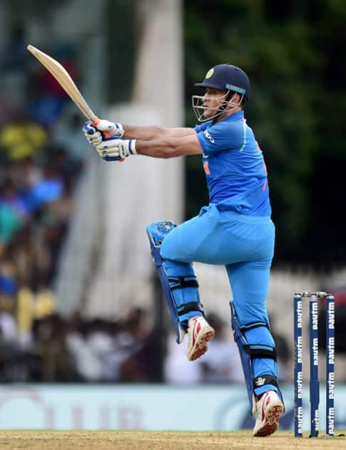 India's MS Dhoni in action during the first ODI cricket match between India and Australia