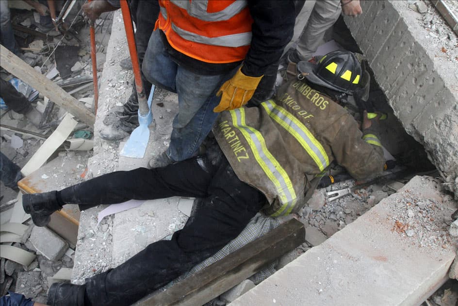 Rescuers work after an earthquake in Mexico City, capital of 