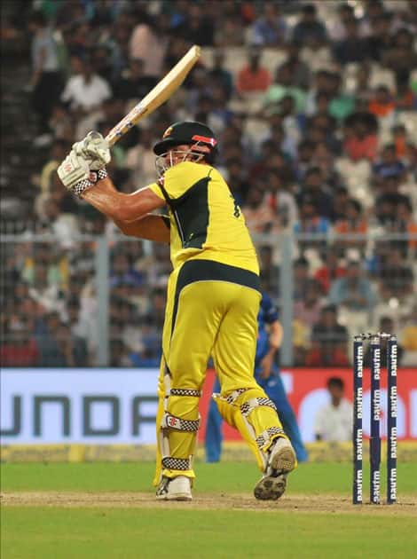 Australian cricketer Marcus Stoinis in action during the second ODI cricket match between India and Australia at Eden Gardens in Kolkata. Australian cricketer Marcus Stoinis in action during the second ODI cricket match between India and Australia at Eden Gardens in Kolkata.