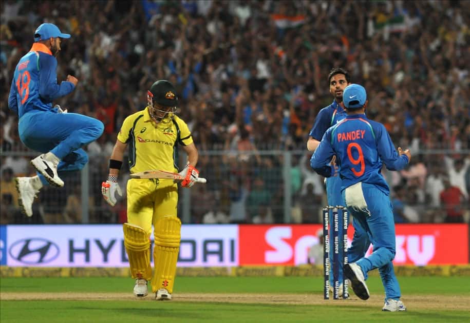 Australian cricketer David Warner walks back to the pavilion after getting dismissed during the second ODI cricket match between India and Australia at Eden Gardens in Kolkata Australian cricketer David Warner walks back to the pavilion after getting dismissed during the second ODI cricket match between India and Australia at Eden Gardens in Kolkata