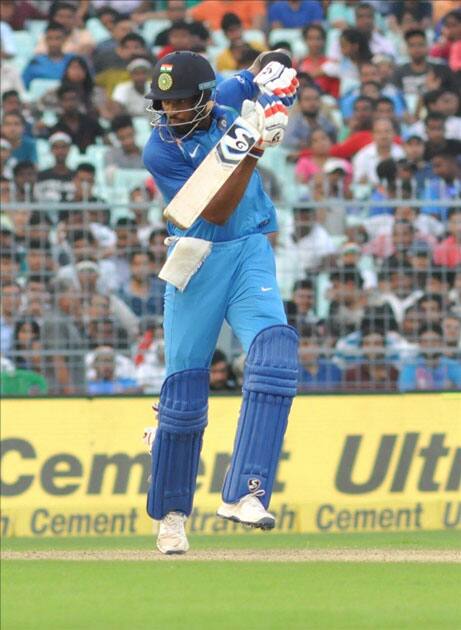 Indian cricketer Hardik Pandya in action during the second ODI cricket match between India and Australia at Eden Gardens in Kolkata. Indian cricketer Hardik Pandya in action during the second ODI cricket match between India and Australia at Eden Gardens in Kolkata.