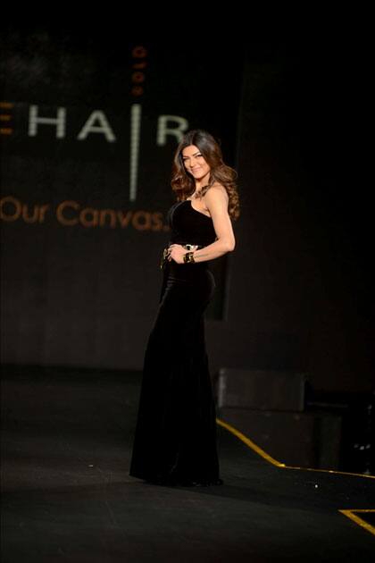 Actress Sushmita Sen at the launch of a hair care brand in New Delhi Actress Sushmita Sen at the launch of a hair care brand in New Delhi