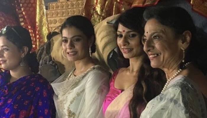 Kajol visits Durga idol makers along with mommy Tanuja and sis Tanishaa!