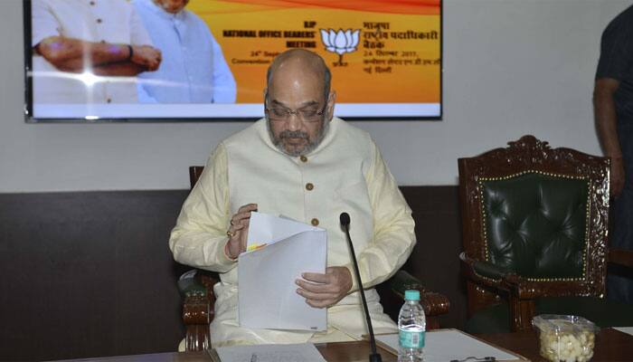 Amit Shah reviews party performance at BJP national executive