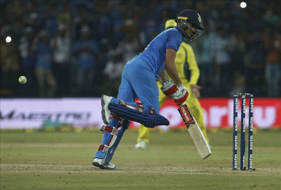 India's Manish Pandey in action during the third ODI cricket match between India and Australia at Holkar Cricket Stadium in Indore