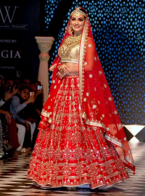 Actress Dia Mirza during the 7th edition of India International Jewelry Week (IIJW 2017) in Mumbai.