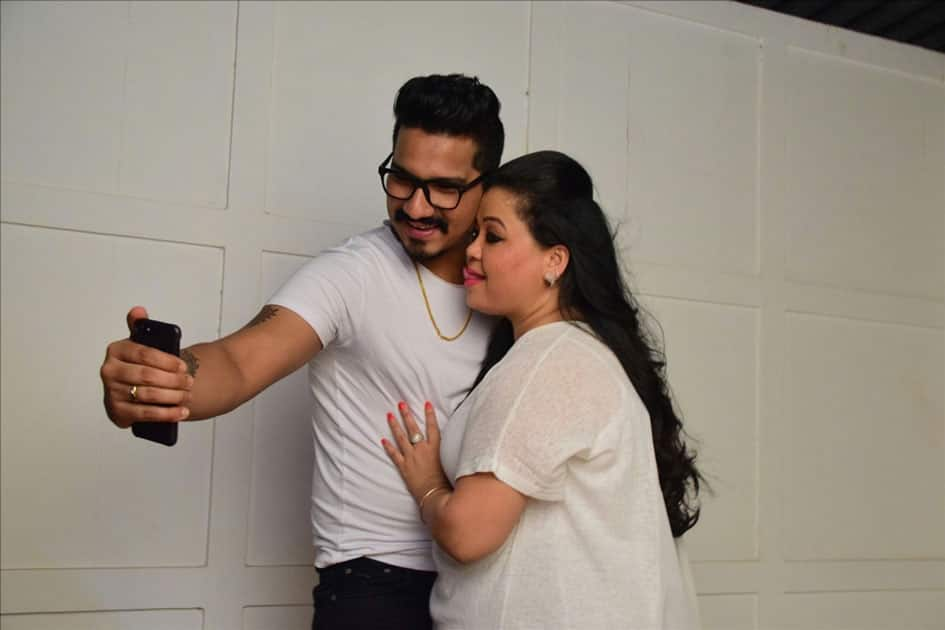 Comedian Bharti Singh and Harsh Limbachiyaa during the Pre-Weeding shoot in Mumbai.