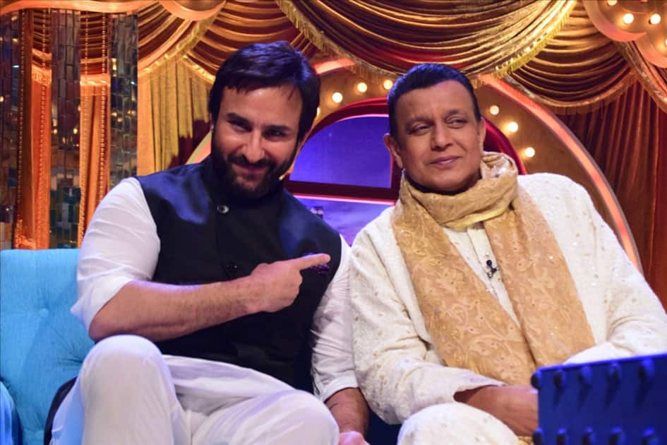 Actor Saif Ali Khan with Mithun Chakraborty during promotion of his upcoming film 