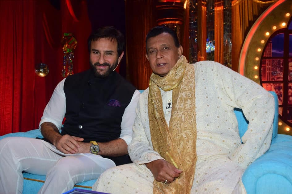 Actor Saif Ali Khan with Mithun Chakraborty during promotion of his upcoming film 