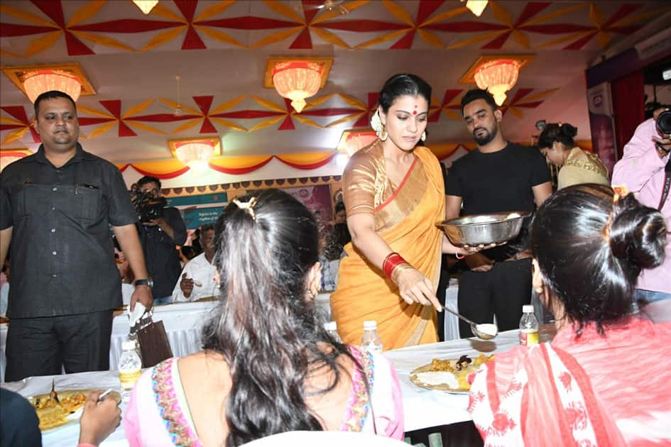 Actress Kajol at a Durga Puja Pandal on Durga Ashtami in Mumbai.