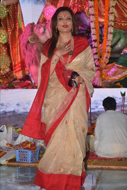 Actress Deepshikha Nagpal during the celebration of Durga Ashtami in Mumbai