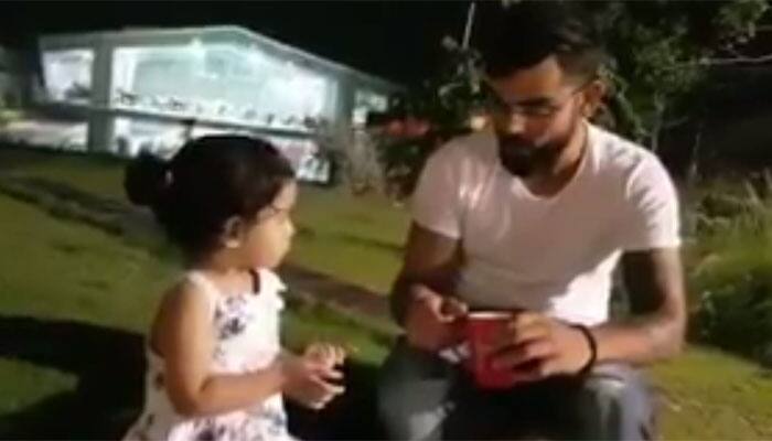 Video: Virat Kohli&#039;s &#039;reunion&#039; with MS Dhoni&#039;s daughter Ziva is the best thing you will see today