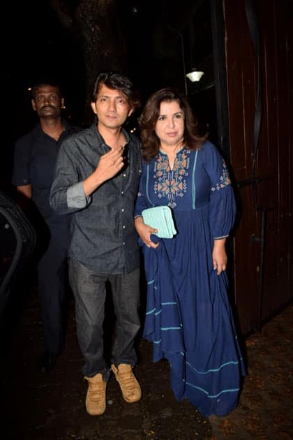 Director Farah Khan along with her husband Shirish Kunder during the celebration of 