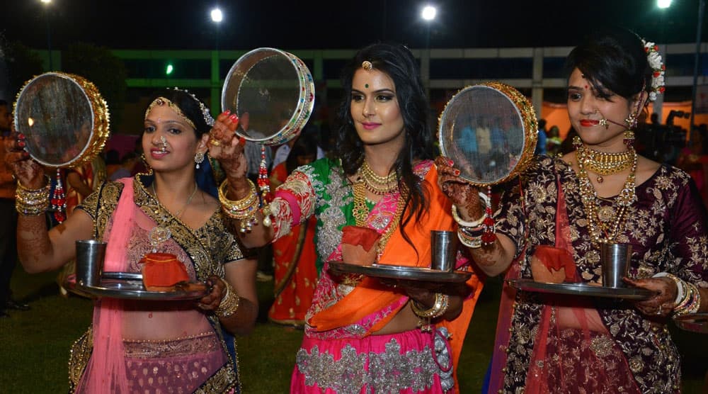 Women celebrate Karva Chauth in Jaipur.