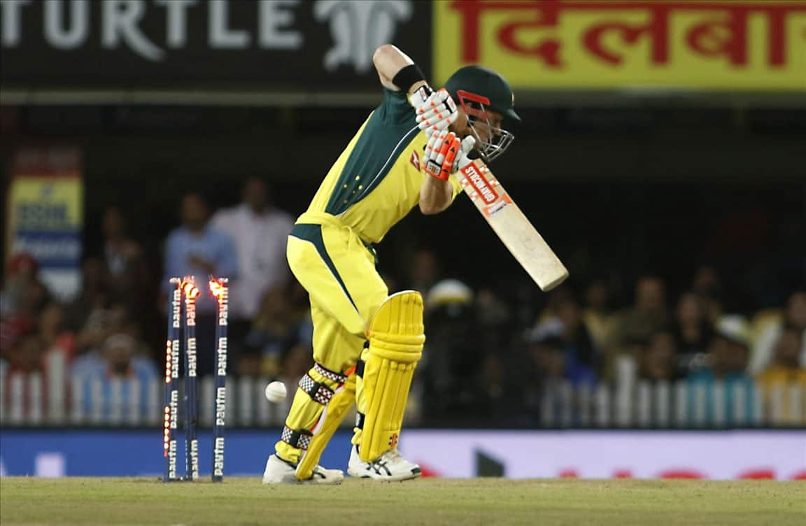 David Warner of Australia in action during a T20 match between India and Australia at JSCA International Stadium in Ranchi.