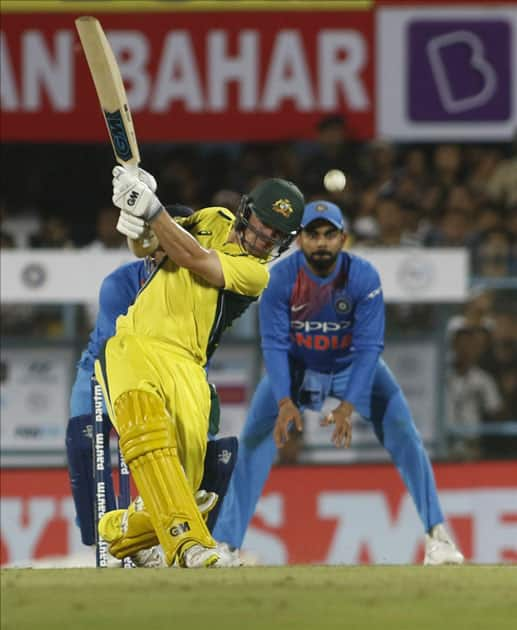 Travis Head of Australia in action during the second T20 match between India and Australia at Barsapara Cricket Stadium in Guwahati.