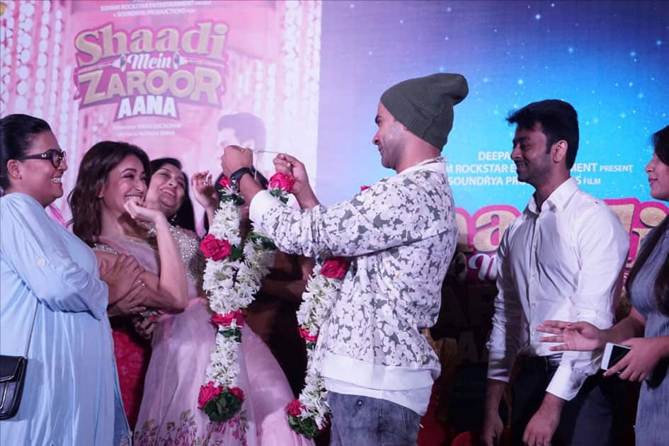 Actors Kriti Kharbanda and Rajkummar Rao during the trailer launch of their upcoming film 