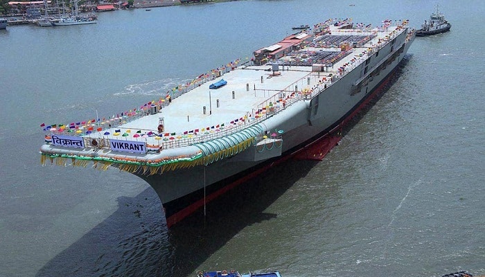 INS Vikrant: Navy Chief reviews construction of India&#039;s indigenous aircraft carrier