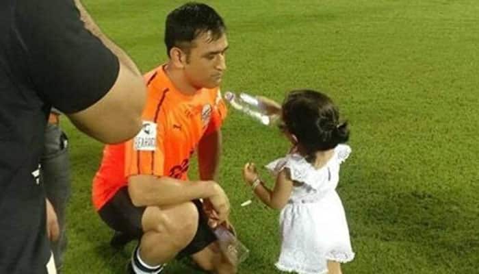 Watch: Ziva offering water to MS Dhoni after &#039;Celebrity Clasico&#039; is the cutest thing on Internet