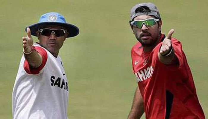 Nehra ji cake lekar bhag gaye, tweets Yuvraj Singh on Virender Sehwag&#039;s birthday