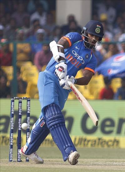 Shikhar Dhawan of India in action during the third ODI match between India and New Zealand at Green Park Stadium in Kanpur.