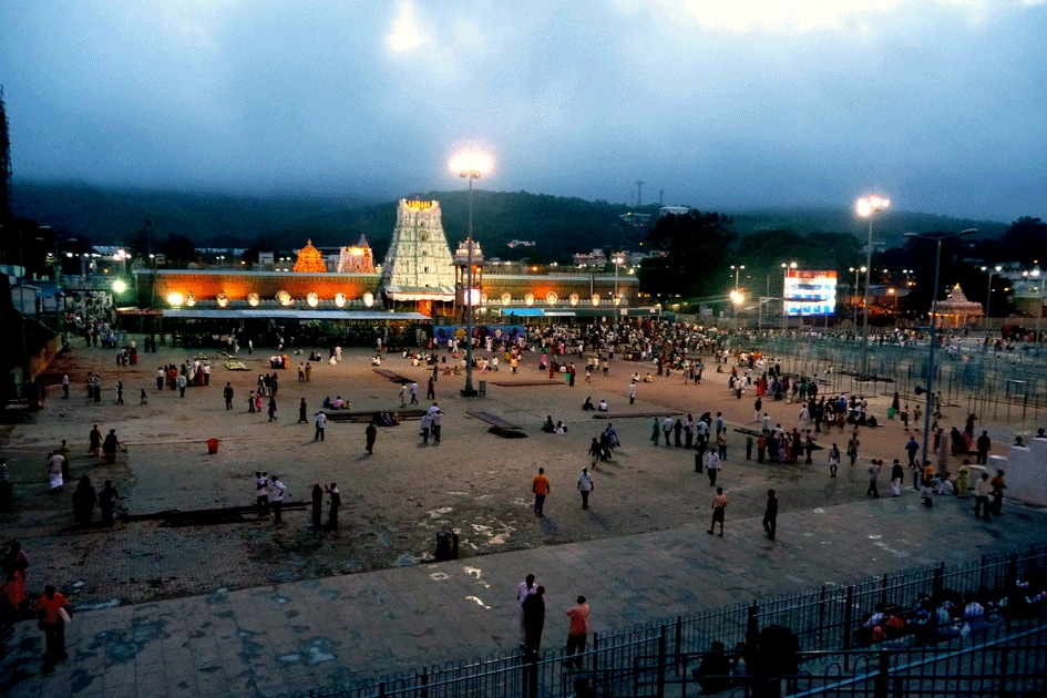 View of facade of Temple at evening