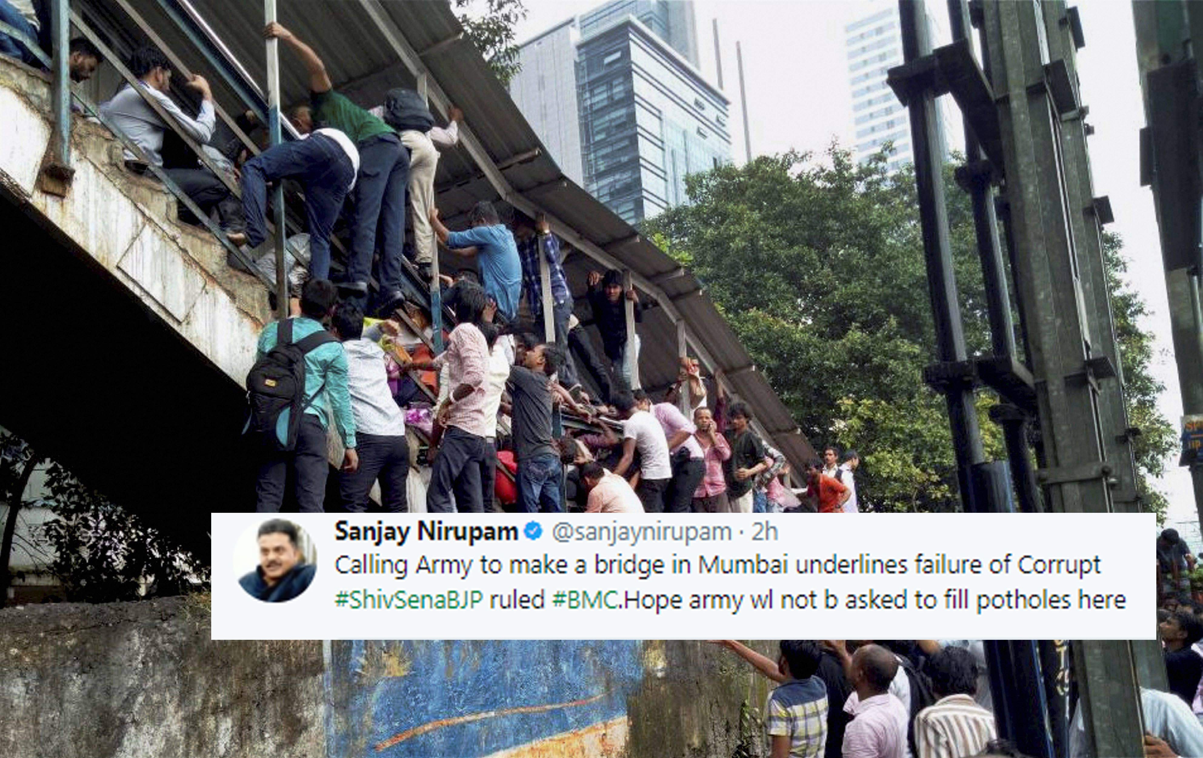 Anger over Army building bridge at Elphinstone station in Mumbai where stampede took place