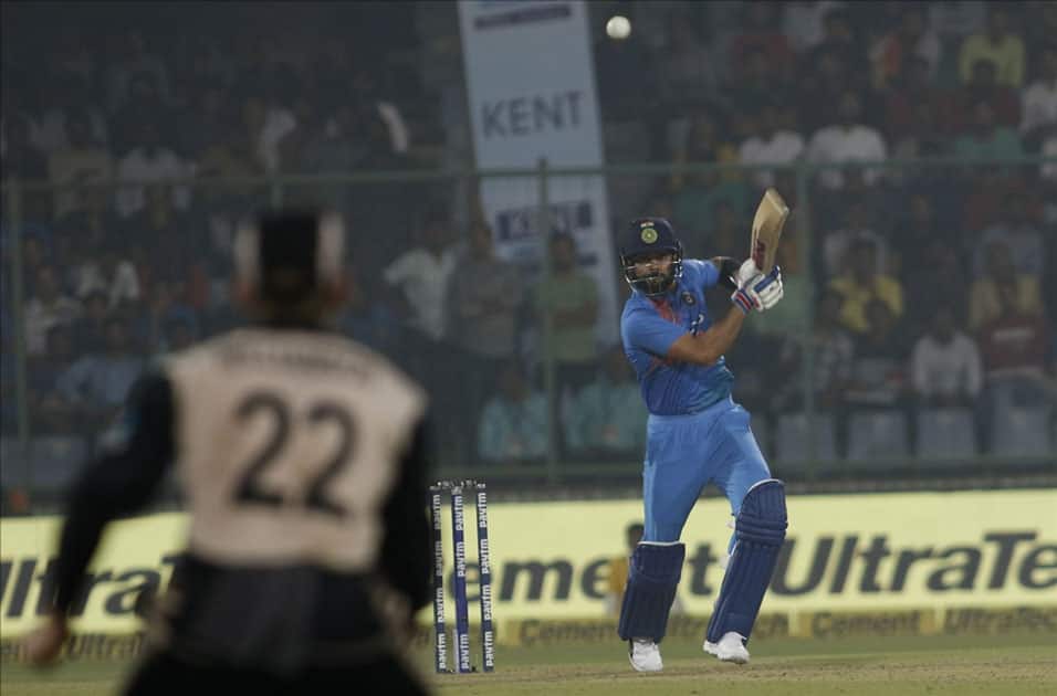 Virat Kohli of India in action during the first T20 match between India and New Zealand at Feroz Shah Kotla stadium in New Delhi.