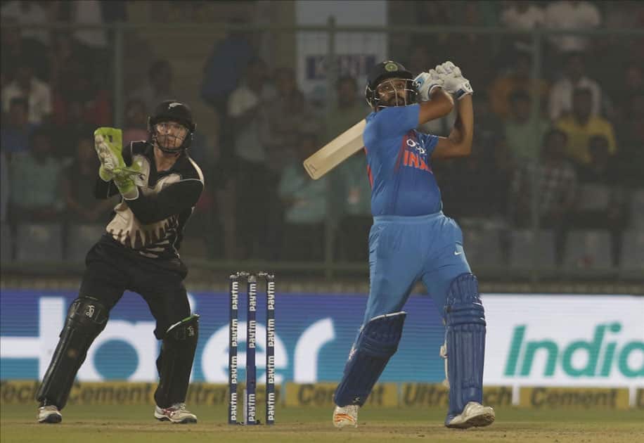 Rohit Sharma of India in action during the first T20 match between India and New Zealand at Feroz Shah Kotla stadium in New Delhi.