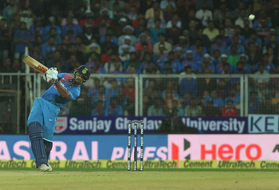 Shikhar Dhawan of India in action during the third and final T20 International match 