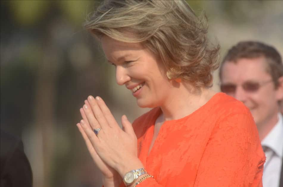 Belgium's King Philippe and Queen Mathilde play cricket with under privileged children during an event hosted by UNICEF in Mumbai.