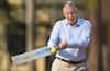 King Philippe of Belgium play cricket at the Oval maidan, in Mumbai.