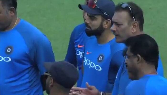 WATCH: Animated Ravi Shastri, Virat Kohli give rousing pep talks to Team India ahead of Day 4&#039;s play in Kolkata