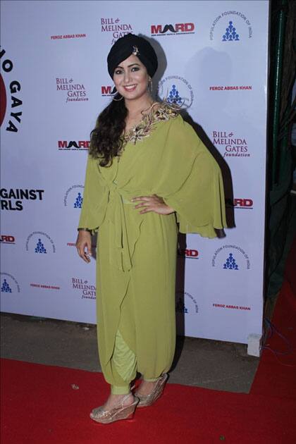 Playback singer Harshdeep Kaur at the red carpet of Lalkaar concert in Mumbai.