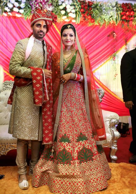 Speedster Bhuvneshwar Kumar during his marriage with the childhood friend Nupur Nagar in Meerut Speedster Bhuvneshwar Kumar during his marriage with the childhood friend Nupur Nagar in Meerut