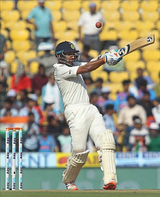 India's Cheteshwar Pujara on Day 2 of the second test match between India and Sri Lanka at Vidarbha Cricket Association Stadium in Nagpur.