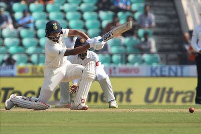 Indian batsman Murali Vijay bats during the second day of the second test cricket match between India and Sri Lanka in Nagpur.
