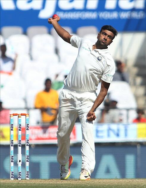 India's Ravichandran Ashwin in action on Day 4 of the second test match between India and Sri Lanka at Vidarbha Cricket Association Stadium in Nagpur.