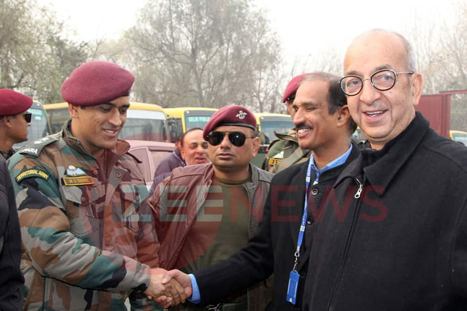 M S Dhoni, Great Indian cricketer and Honorary Lt Col of Indian Army visited the Delhi Public School Srinagar today and interacted with teachers and students of the school.