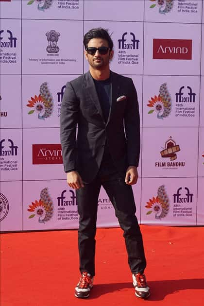 Actor Sushant Singh Rajput at the red carpet of closing ceremony of 48th International Film Festival of India in Panaji, Goa.