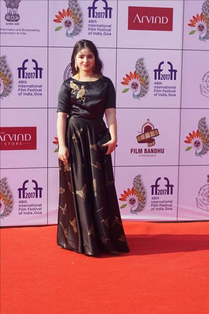 Actress Zaira Wasim at the red carpet of closing ceremony of 48th International Film Festival of India in Panaji, Goa.