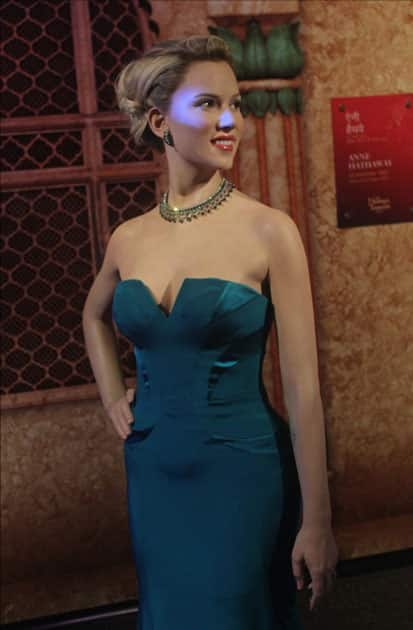 A wax statue of actress Scarlett Johansson at Madame Tussauds Wax Museum in New Delhi.