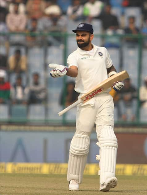 Indian skipper Virat Kohli during Day 1 of the third test match between India and Sri Lanka at Feroz Shah Kotla Stadium in New Delhi.